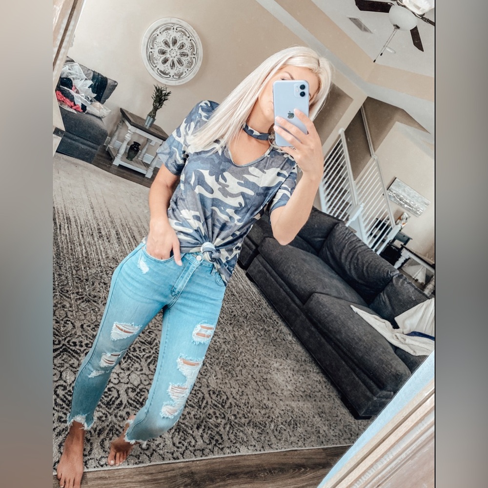 Just USA destroyed Skinny With Distress Hem